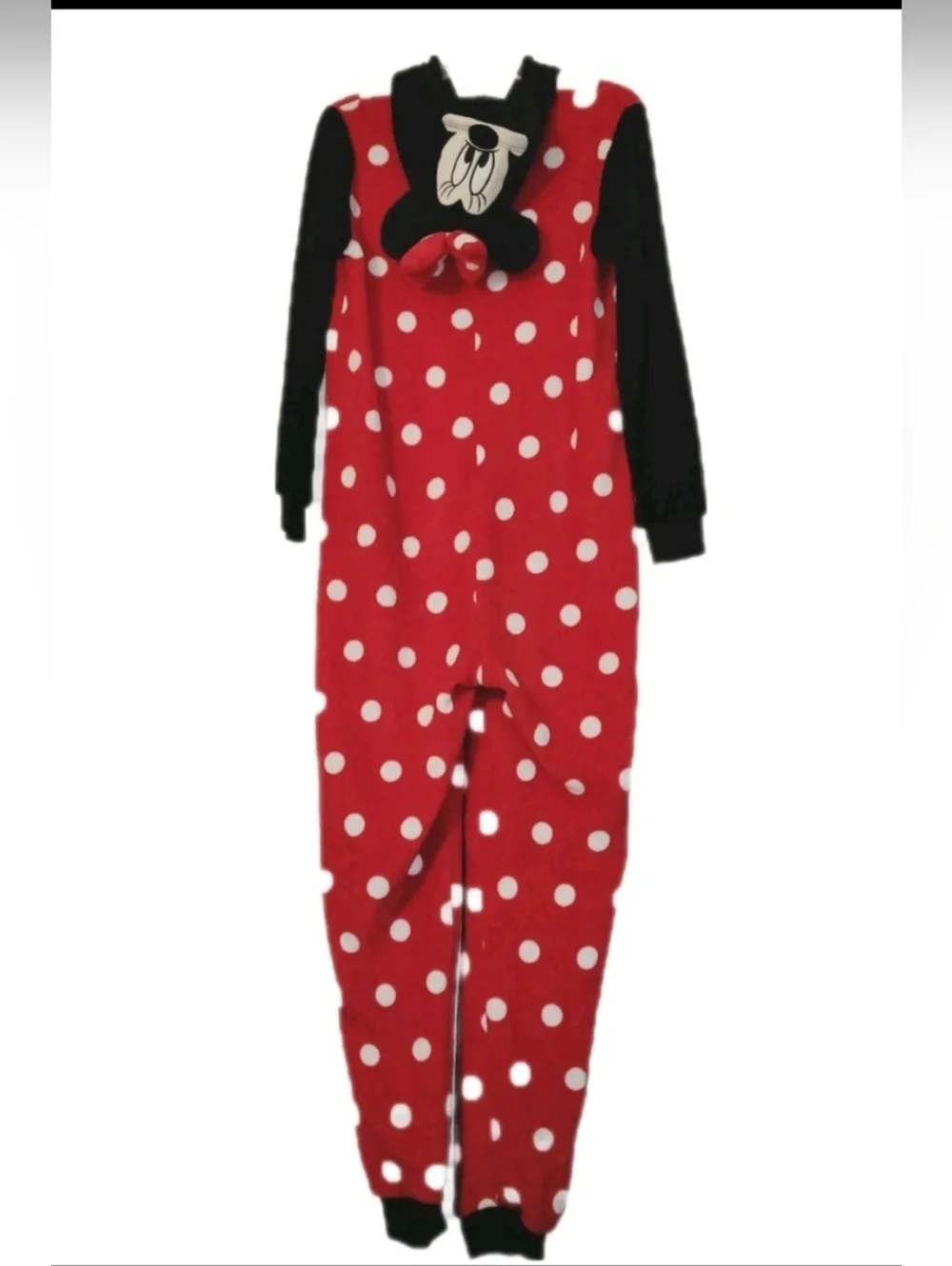 Disney Women's Minnie Mouse One Piece PJ Pajama Hooded Fleece M 8-10 Cosplay - Picture 4 of 14